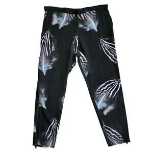 All Saints Helena Piuma Silk Trouser Feathers Print 2 Black Art To Wear Abstract